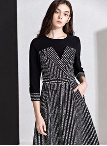 【菲格2020早春套頭五分袖拼接裙子重慶開服裝店】- 