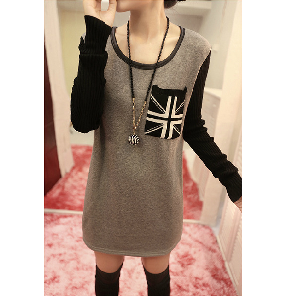 3328# 服裝服飾代理代發 淘寶貨源免費加盟 女裝圓領口袋加絨T恤