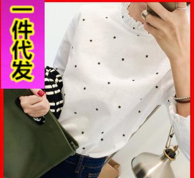 【紫伊卡秋冬新款印花公主領長袖棉麻高領白襯衣免費代理一件代發】價格_廠家_圖片 -