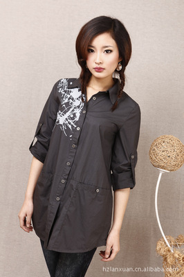 【代理加盟韓版女裝 百搭長款襯衫 款式新穎 代發(fā)貨】價格,廠家,圖片,服裝代理加盟,杭州蘭軒服飾-